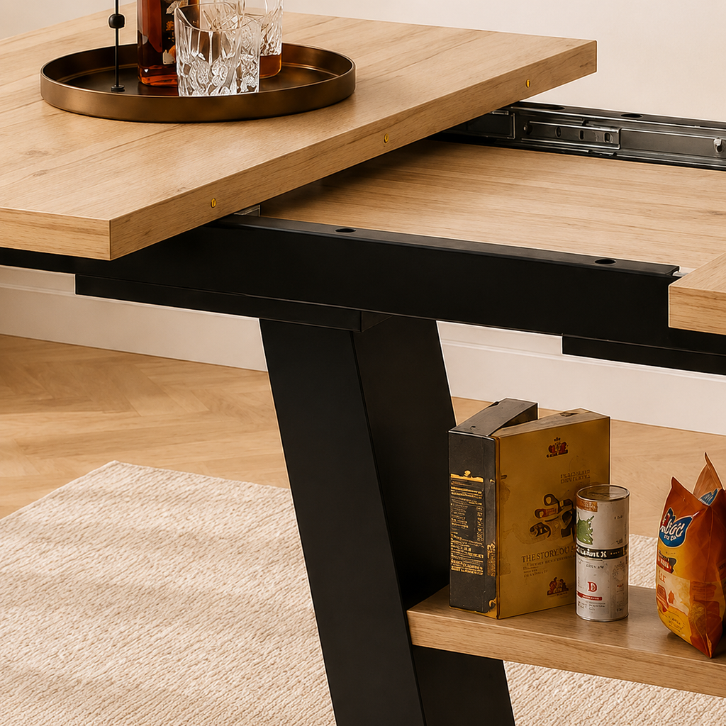Table Extensible Jules 118(157)x70 cm, Bois avec Rallonges Intégrées