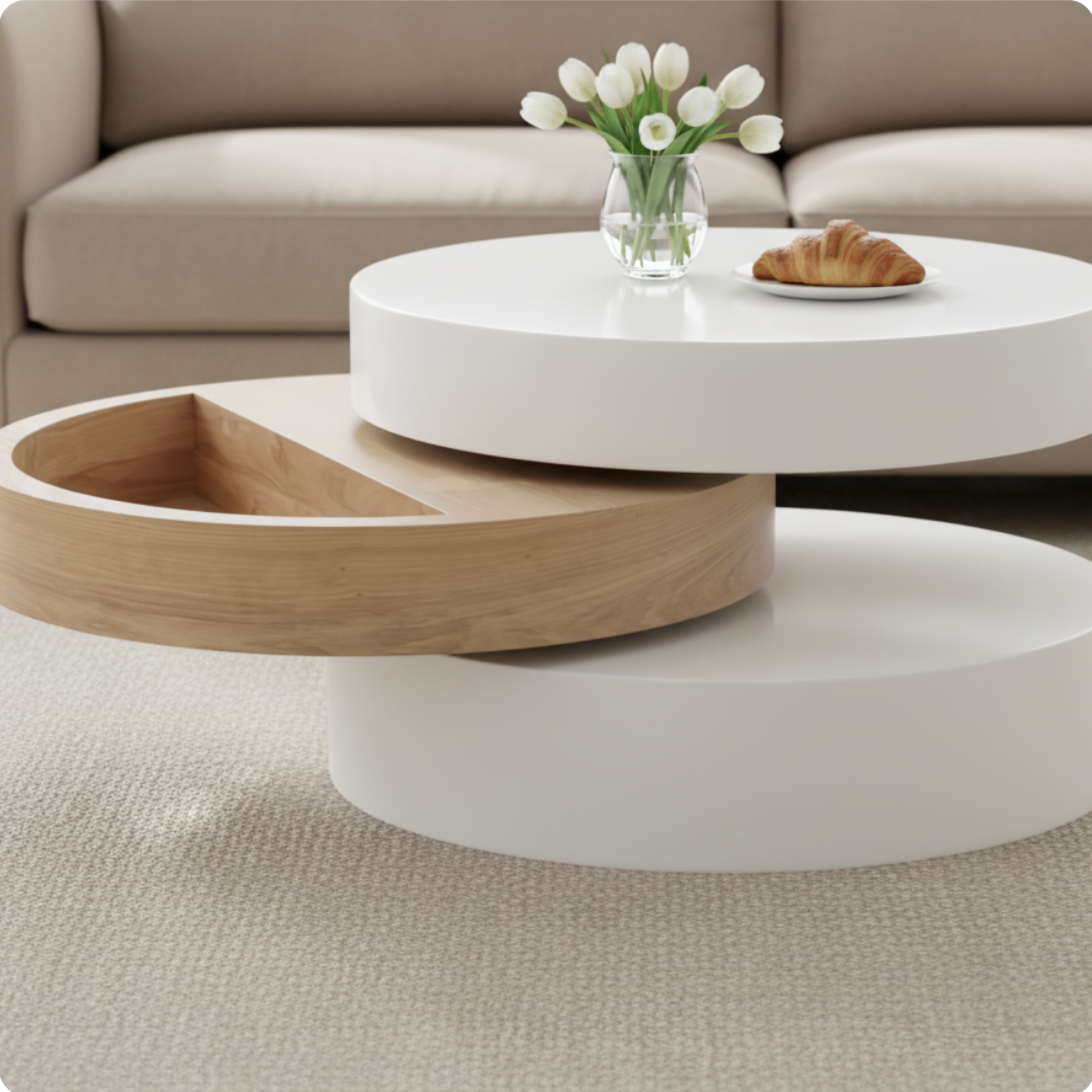 Table basse cylindrique - ambiance salon
