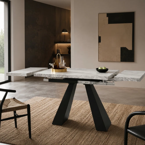 Table Extensible Louis 99(159)x74 cm, Gris avec Pied Colonne