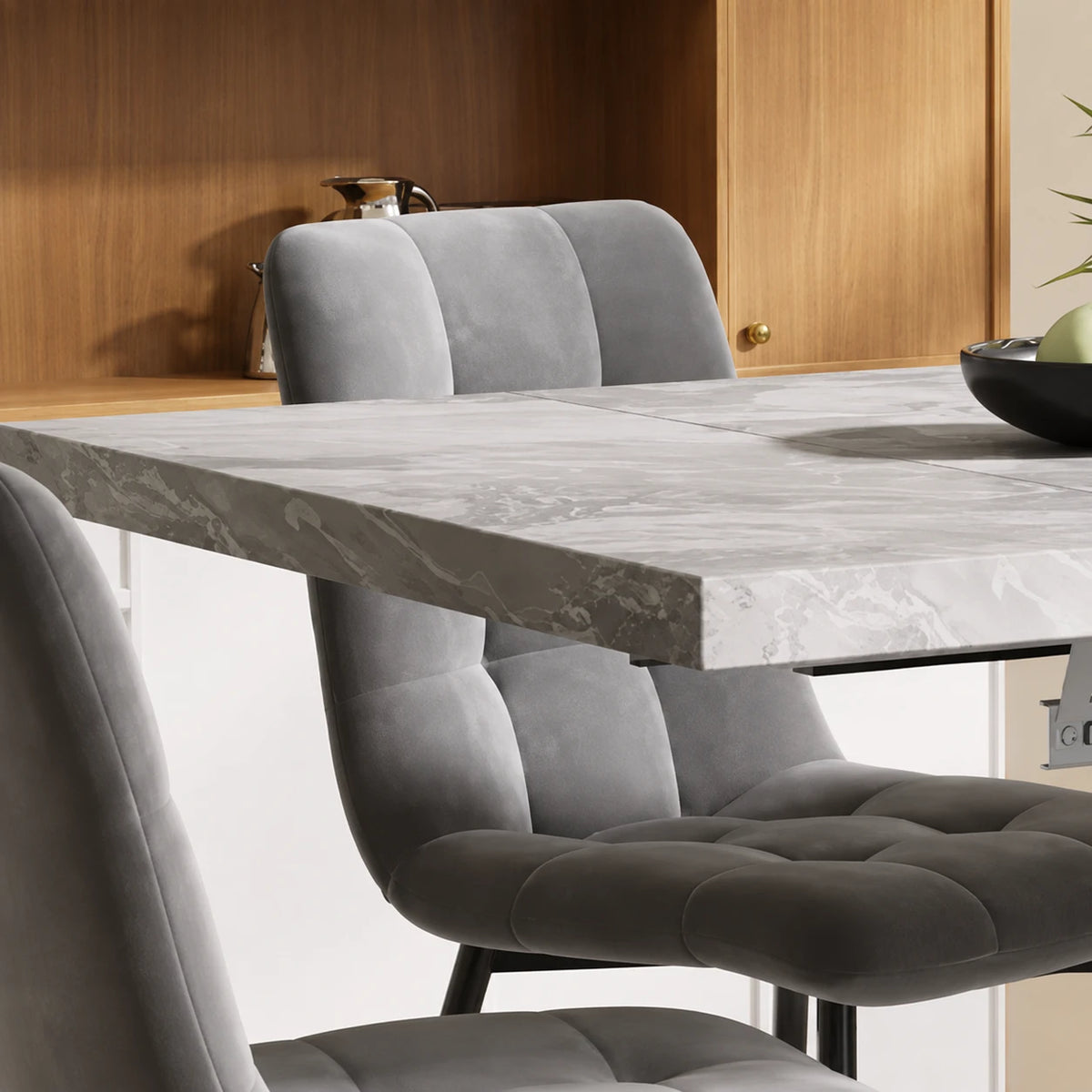 Table Extensible Louis 99(159)x74 cm, Gris avec Pied Colonne