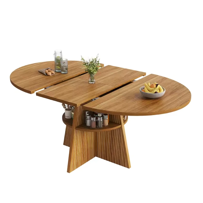 Table Extensible Théo, avec Rangements Intégrés aux Pieds