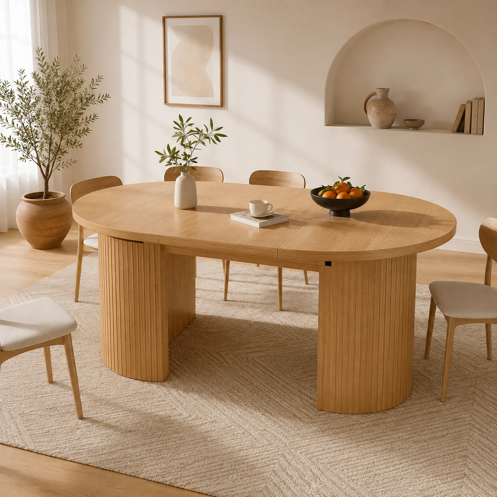 Table Extensible Gabriel 120(160)x80 cm, MDF Marron avec Rangement