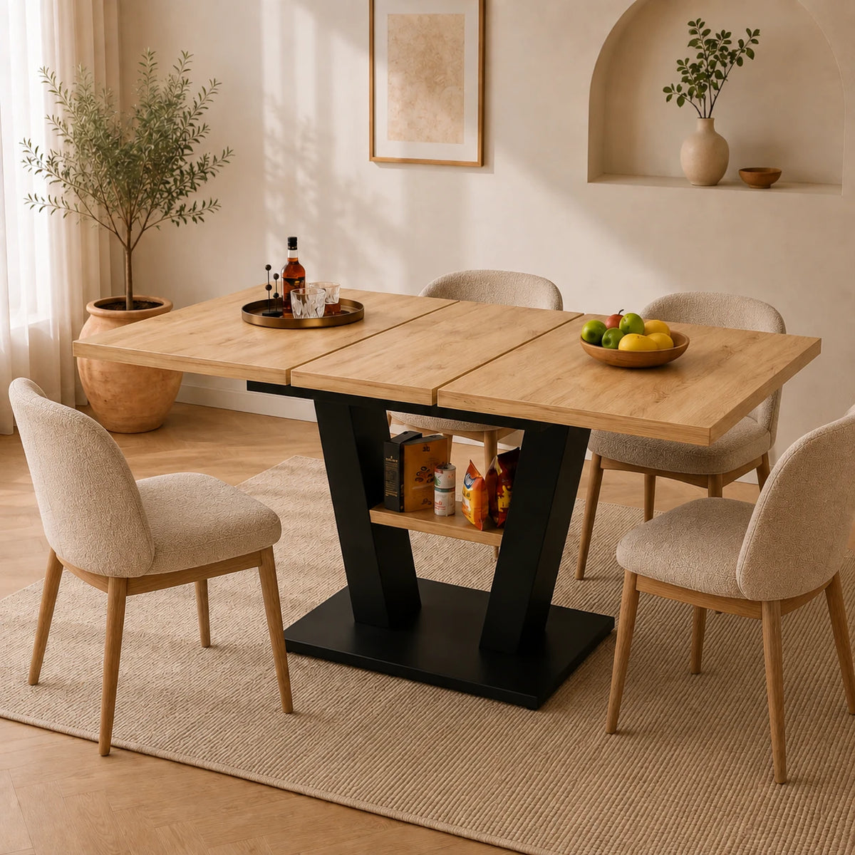 Table Extensible Jules 118(157)x70 cm, Bois avec Rallonges Intégrées