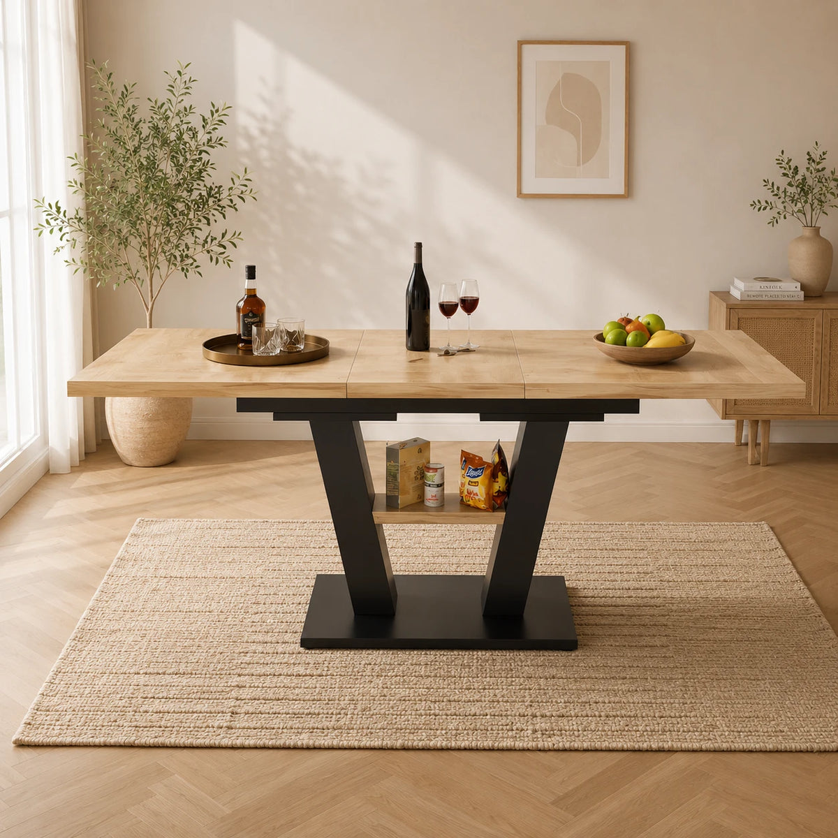 Table Extensible Jules 118(157)x70 cm, Bois avec Rallonges Intégrées