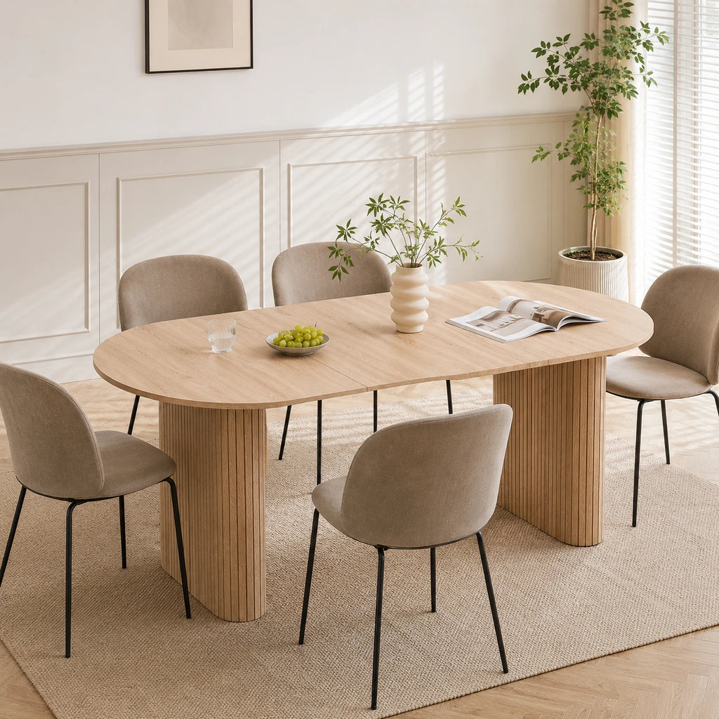 Table à Manger Julien 180x90 cm, Bois Massif Ovale