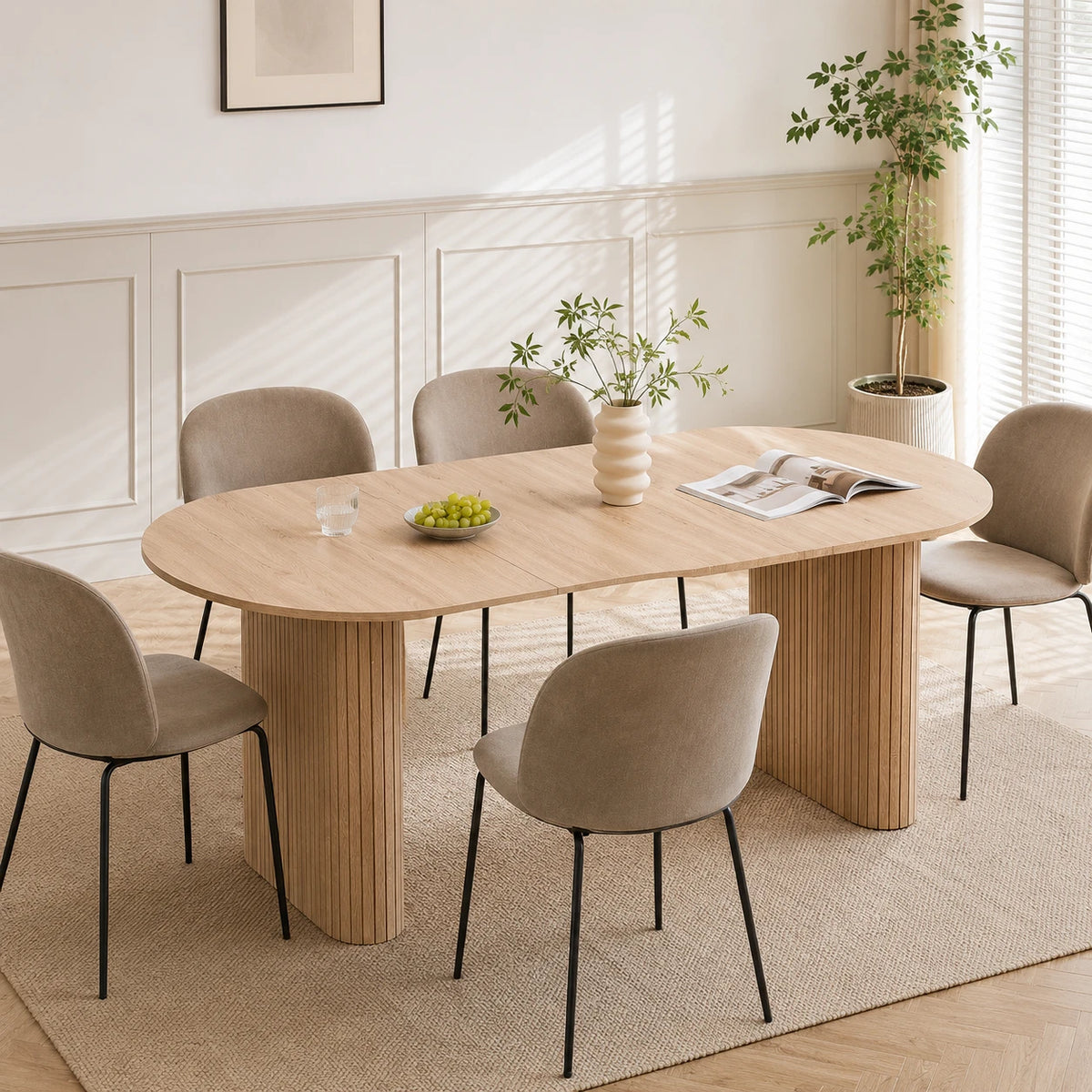 Table à Manger Julien 180x90 cm, Bois Massif Ovale