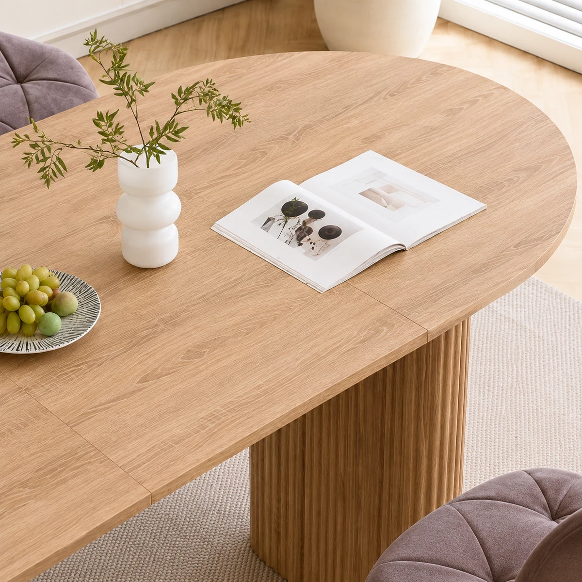 Table à Manger Julien 180x90 cm, Bois Massif Ovale