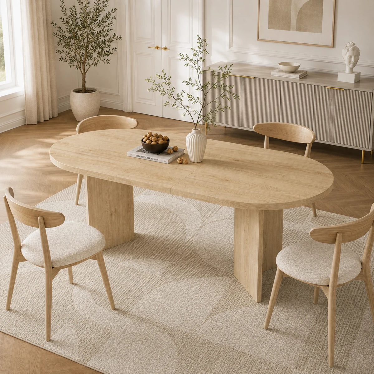 Table à Manger Mathis 200x90 cm, Bois avec Bords Arrondis