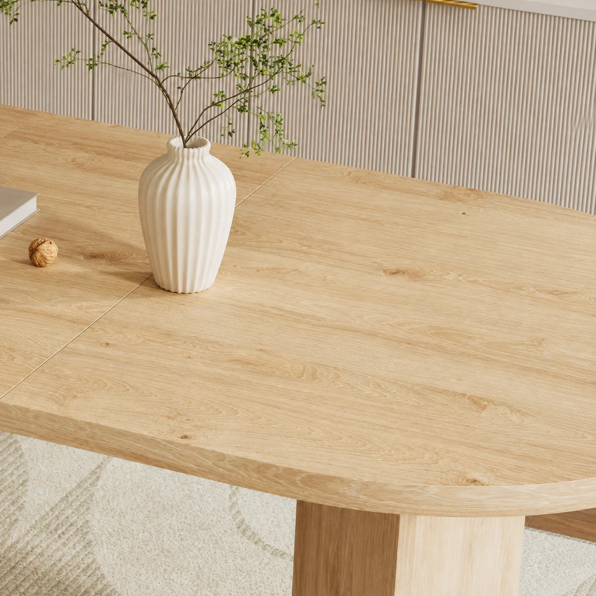 Table à Manger Mathis 200x90 cm, Bois avec Bords Arrondis