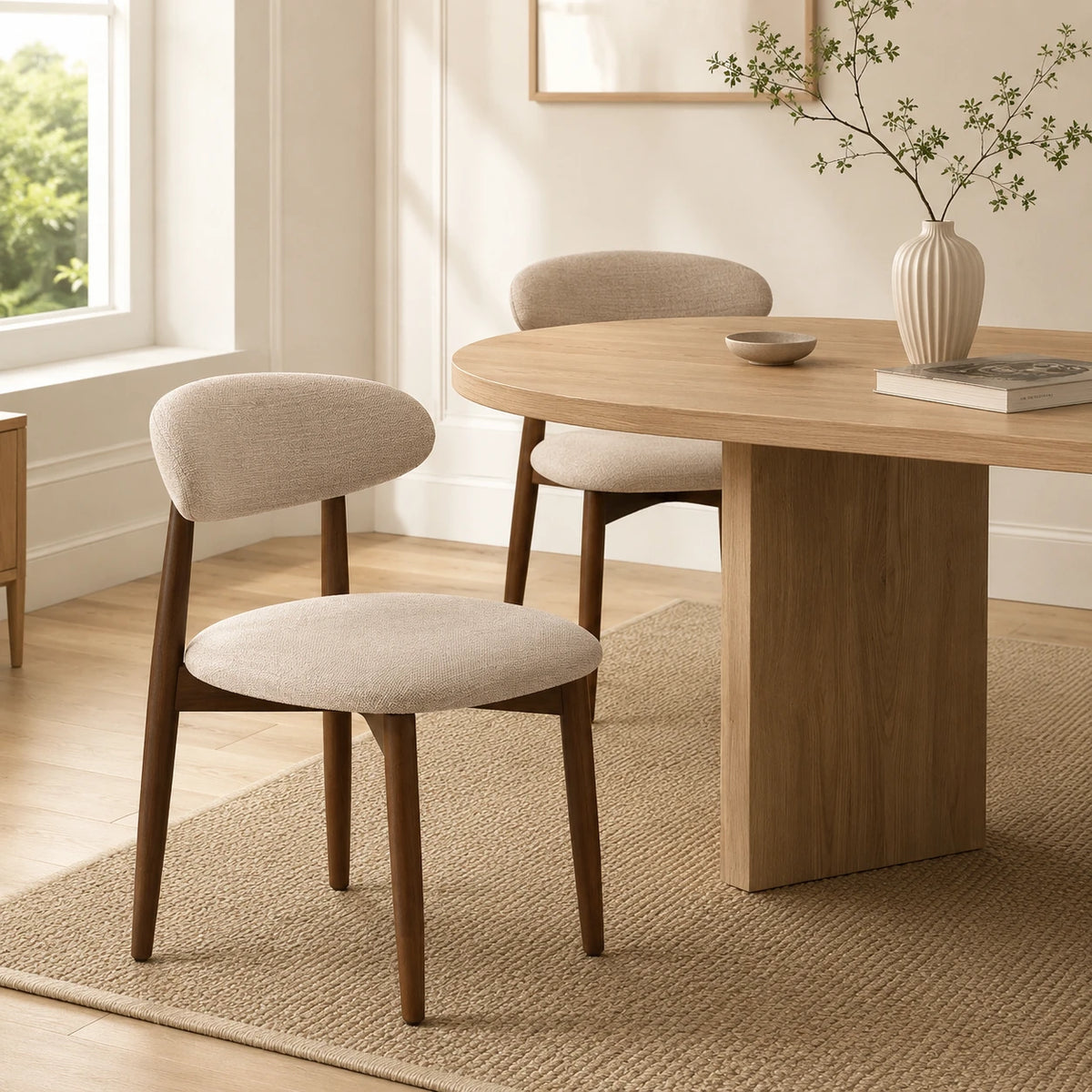Lot de 2 Chaises de Salle à Manger, Style Nordique avec Pieds en Bois