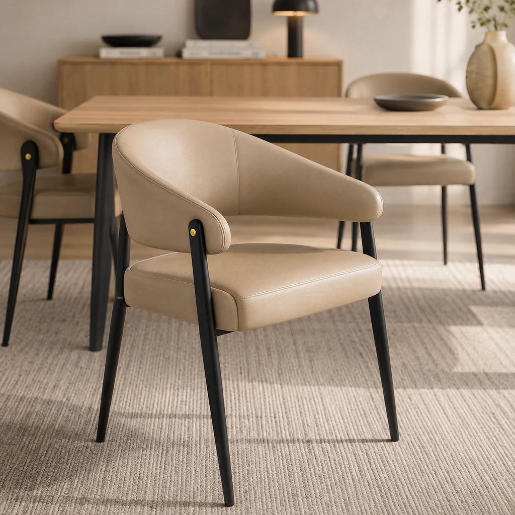Lot de 2 Chaises de Salle à Manger, Simili Cuir Style Luxe